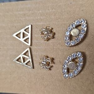 Post Earrings Set of 3. Pierced. 1873